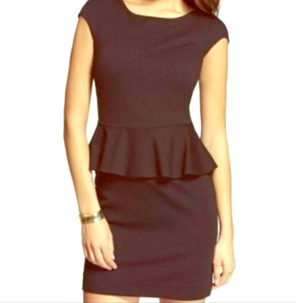 🖤 Express Black Peplum Mini Dress w/Lace Back 10